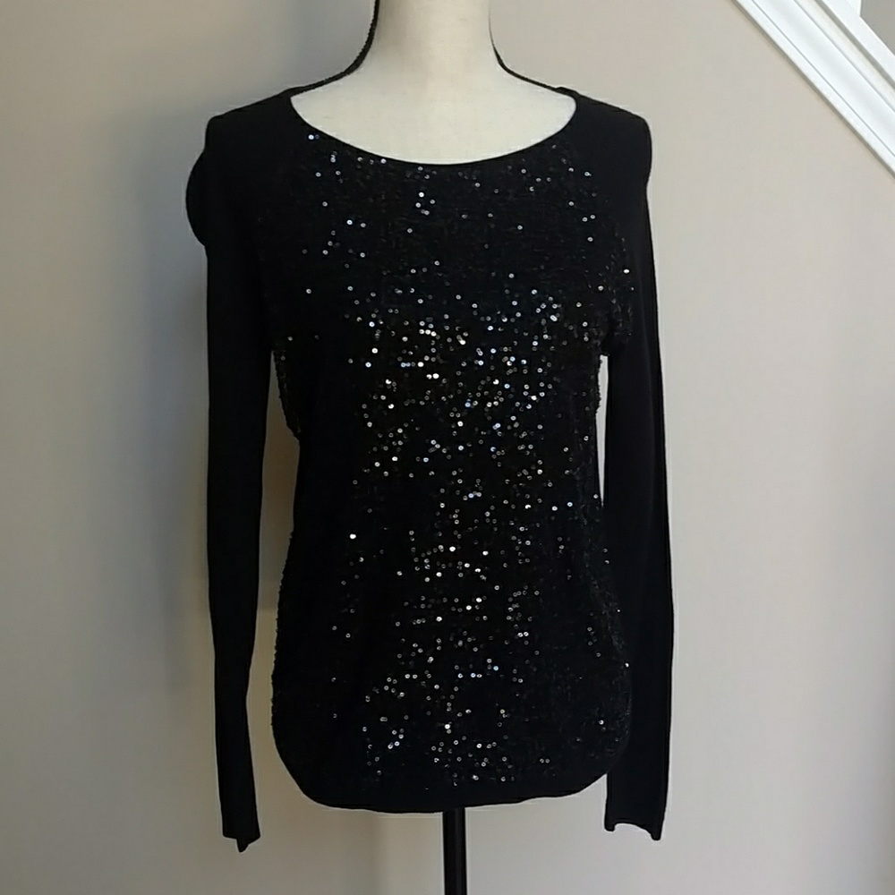 Elle Black Sequined sweater - NWT!